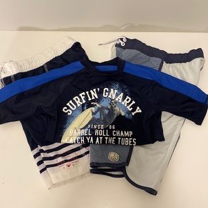 Gap Kids Swim Bundle - 2 pair of trunks 1 Rashguard